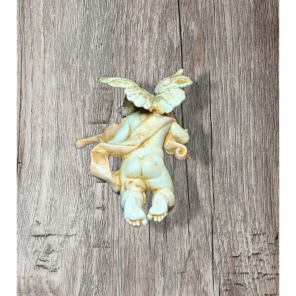Vintage Fontanini Depose Italy Angel Cherub Playing Violin Spider Mark 4.5